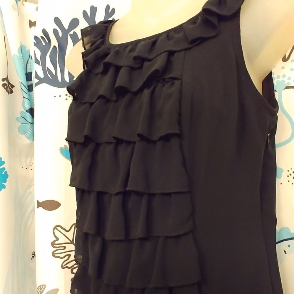 Xhilaration Black Crepe Ruffled Flamenco Dress - Picture 2 of 8